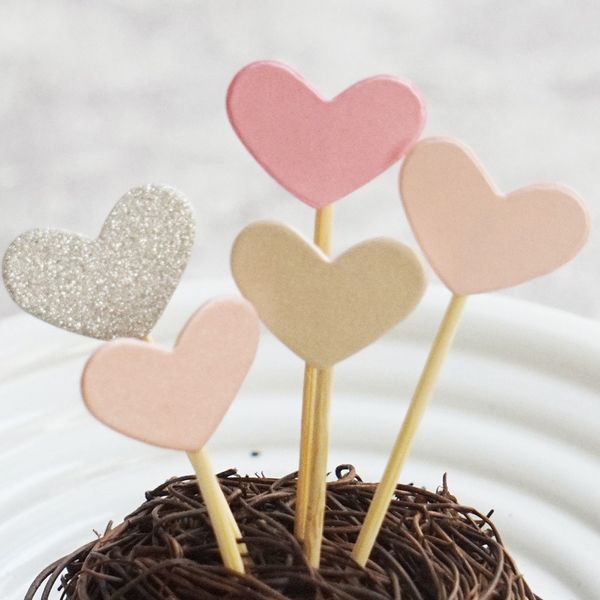 

5pcs colorful cupcake heart start cake er insert cards with toothpick for wedding birthday party cute gifts cake decorations