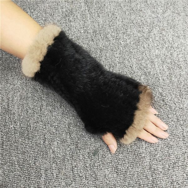 

2019 real gloves real knitted fingerless gloves winter strong elastic, Blue;gray