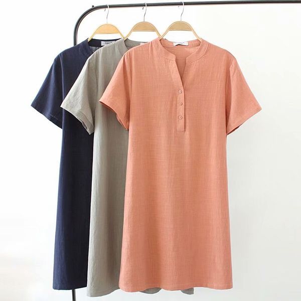 

2020 new fashion brand oversized plus size women dress casual summer slash neck loose short solid, White;black
