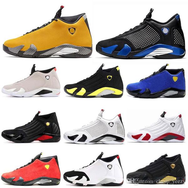 

men basketball shoes 14 14s reverse gold red candy cane last sblack toe desert sand thunder dmp suede sports sneakers 7-12