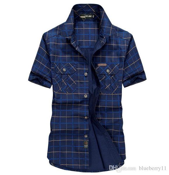 

new plaid shirt summer short sleeved cotton men denim leisure shirt mens shirts plus size -5xl, White;black