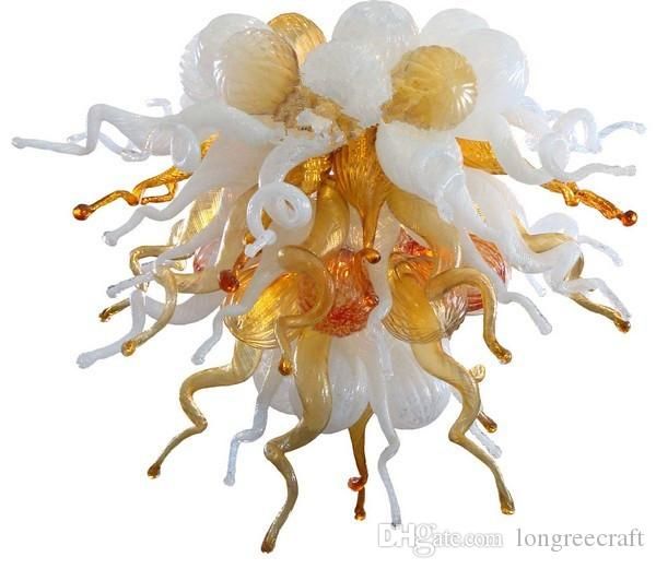 

fancy art glass ceiling light led light source 100% blown glass ceiling chandelier lamps small size amber color