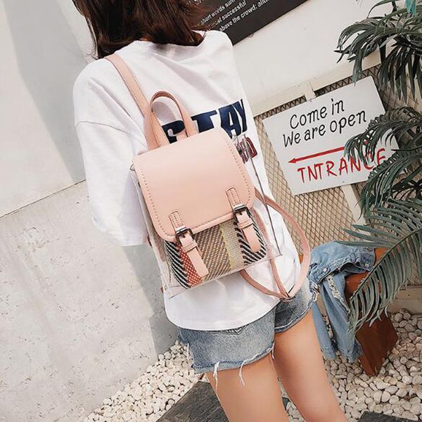 

women backpack shoulder bag for teenage girl transparent pvc mini bag mobile phone ladies small purse travel mochila