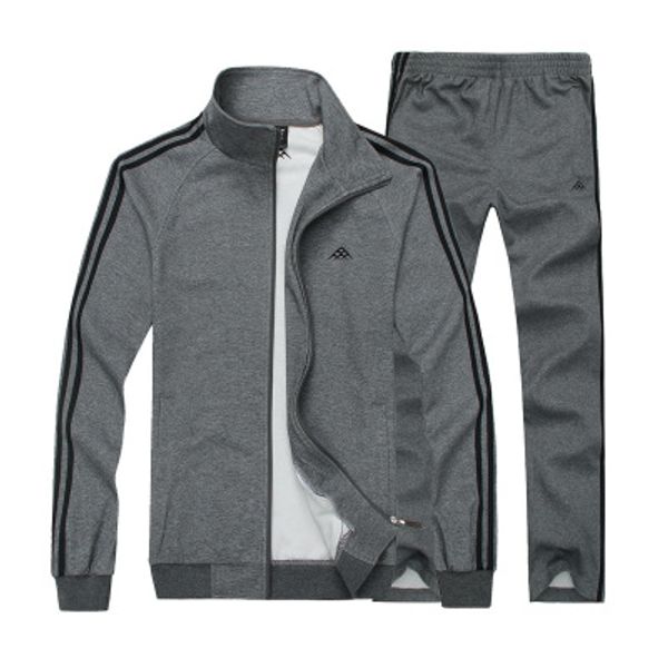 

mens designer tide brand casual suit mens youth trend thin sportswear sportswear males two-piece suit 2020 sale, Gray