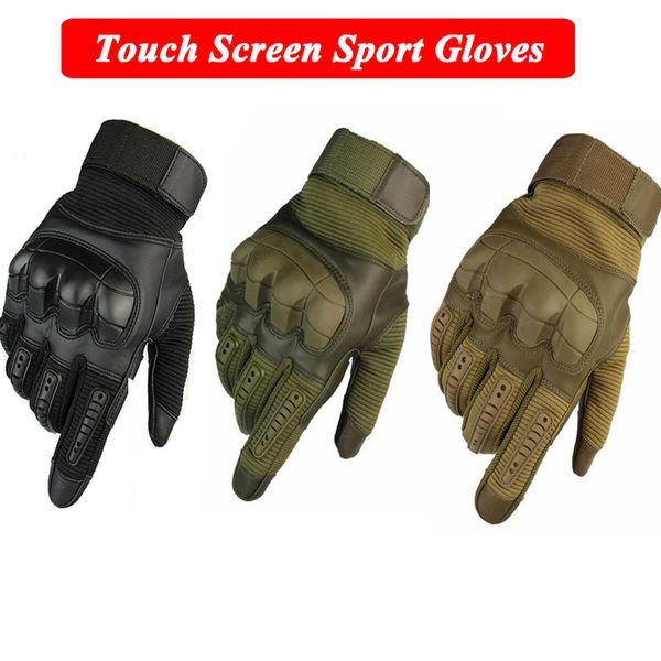 

rubber knuckle tactical gloves armed mittens touch screen men's full finger hunting sport gloves cycling camping, Black