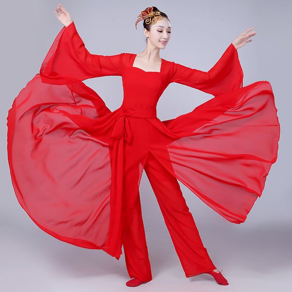 

chinese style hanfu classical dance costumes women's elegant sleeve dance costumes traditional chinese costume, Black;red