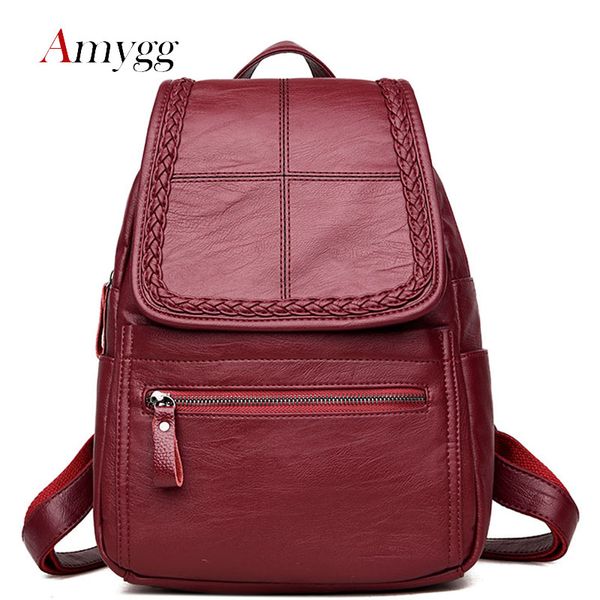 

fashion weave casual soft pu leather women bag travel backpack women female rucksack leisure student school bag