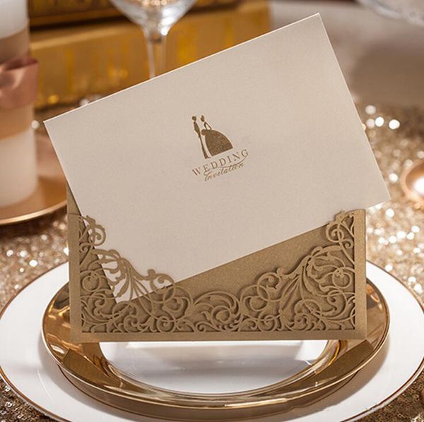 

wedding invitations cards with envelope "bride and groom love" elegant pattern kit printing invitation two-fold blank pages an2810
