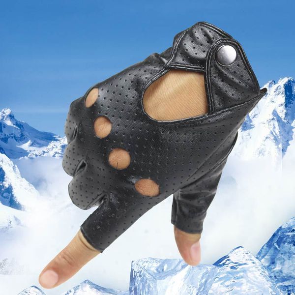

female gothic punk rock hip-hop show pu leather half finger sports fitness cycling gloves women nightclub dancing show gloves a3, Blue;gray