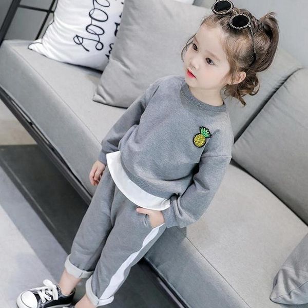 

zsiibo spring autumn children boy's girl's clothing sets baby sweater pants 2 pcs/sets kids knit clothes toddler tracksuits 2-7y, White