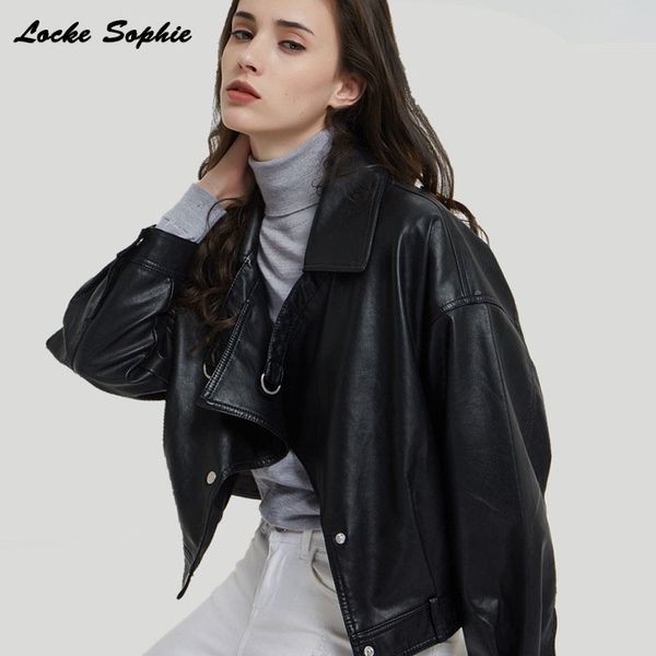 

women's plus size short jacket blazers 2019 autumn pu leather buttons splicing faux fur jacket ladies skinny locomotive blazers, Black