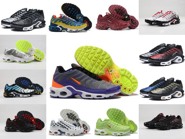 

2019 new air tn plus shoes fashion men's breathable mesh tn running shoes designer women tn chaussures requin colorful sports sneakers, Black