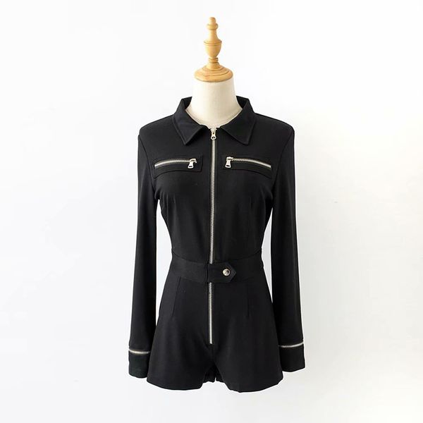 

perspective bodysuit 2019 new summer autumn women zipper short jumpsuits black bodysuit, Black;white