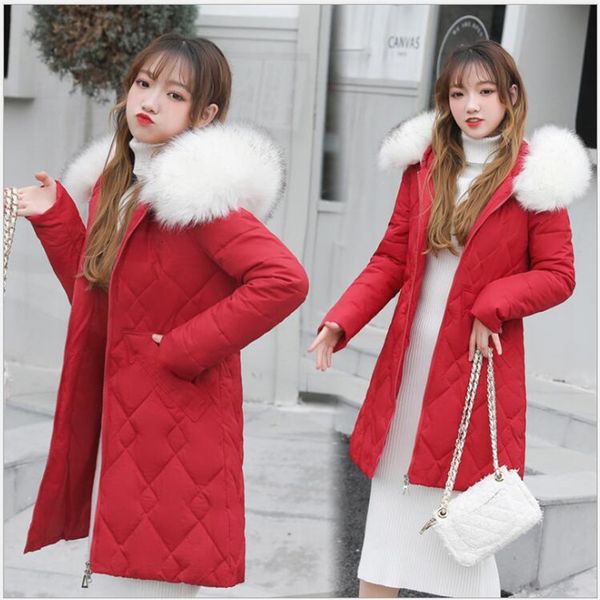 

winter women 2019 women parka 5 color cotton wore women's coats warm runner with a cape big faux fur collar 328, Black