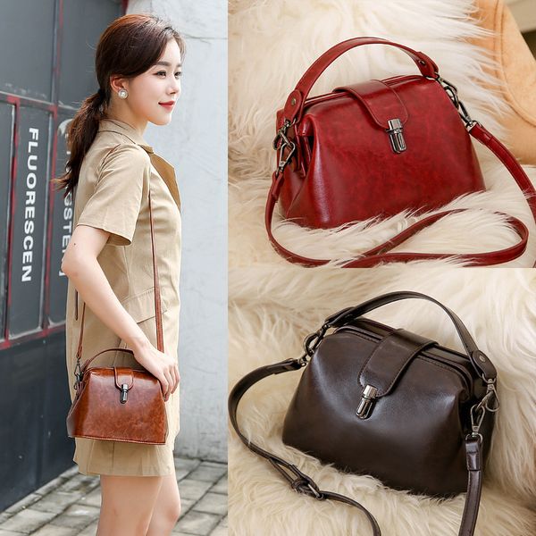 

retro bag cowhide leather woman bag doctor woman oblique satchel