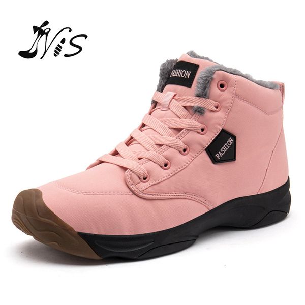 

women winter warm snow ankle boots ladies fashional pink plus cotton snow ankle boots new oxford suede walking casual sneakers, Black