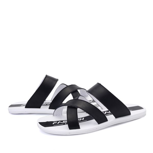 

slippers 2021 shower flip-flops sandalia rubber playa ete bulk transpirables flops para homme uomo beach flip fish piscine summer cuero, Black