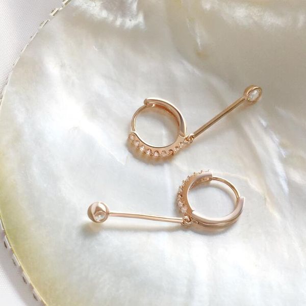 

luxury jewelry s925 sterling silver earrings circle round tassel stud earrings graceful for women fashion, Golden