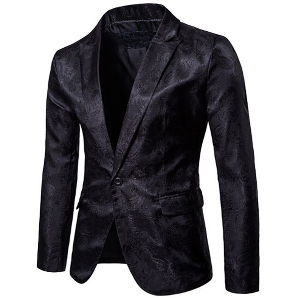 

men's casual slim fit one button suit solid blazer business work coat long sleeve solid notched jacket wedding party outwear, White;black