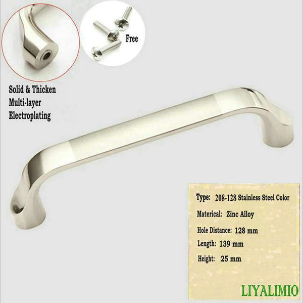 2019 208 128 Stainless Steel Color Modern Door Handles Kitchen