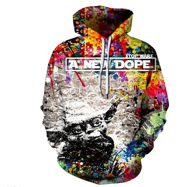 

новый психоделический смешной новый dope stop wars толстовки женщины / мужчины унисекс с длинным рукавом 3d печатный пуловер унисекс хипстер, Black