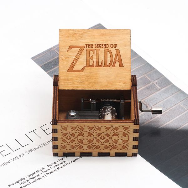 

antique carved wood zelda music box hand crank theme music birthday gift,christmas gift, new year gift