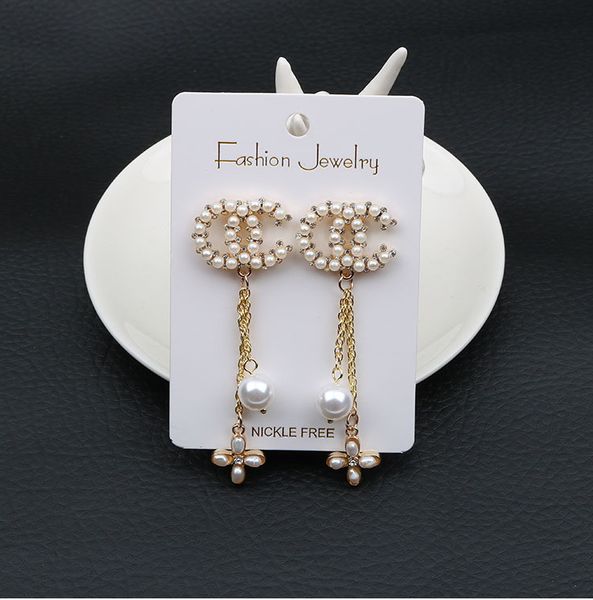 

2020 горячие продажи дамы ювелирные изделия жемчужные серьги длинные кисточки темперамент элегантный дикий подарок подарки партия офис, Golden;silver