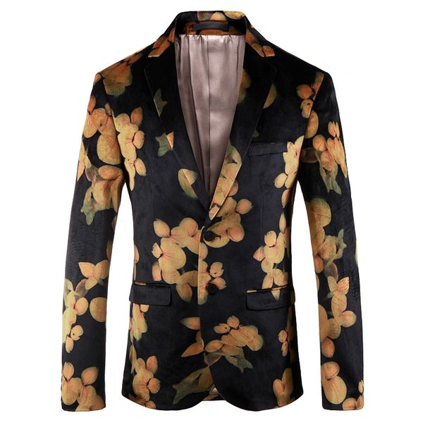 

2018 autumn winter new men's suit blazer single buttons print party dress suit jackets casual men business slim fit blazer, White;black