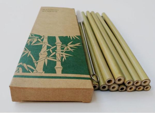 

100sets bamboo straws sets reusable eco friendly handcrafted natural bamboo drinking straws and cleaning brush lin5132