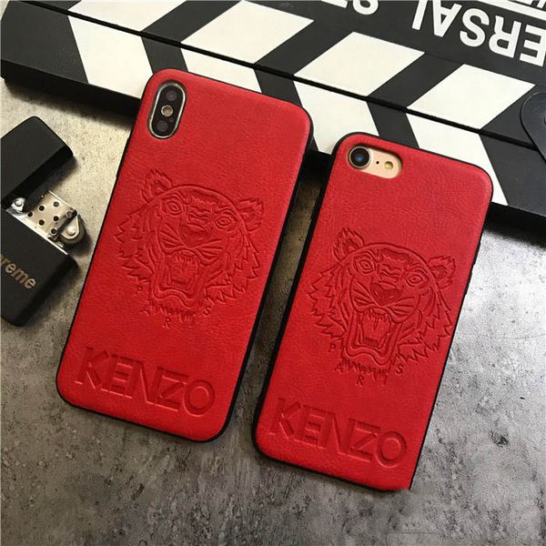 

designer leather phone case for iphonexsmax xr xs/x 7plus/8plus 7/8 fashion tiger head stamping new brand protective back cover wholesale