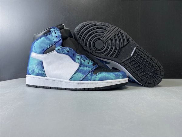 

special edition 1 high og tie dye basketball shoes white black aurora green fashion sport zapatos sneakers good quality ship with box, White;red