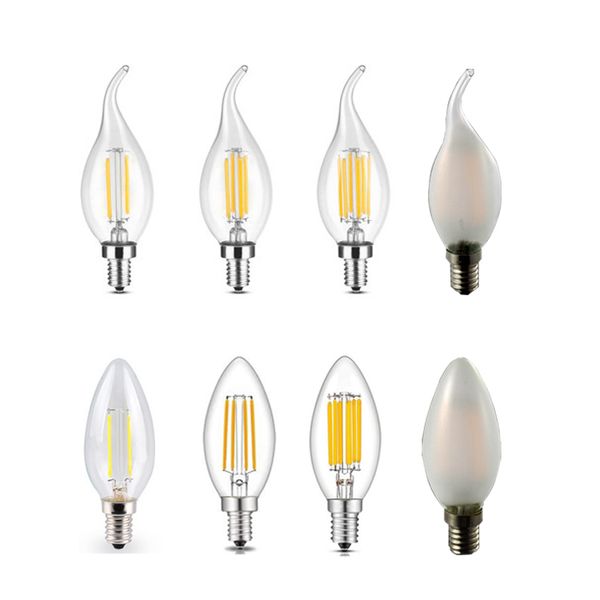 

под лампы e27 dimmable 2w 4w 6w 8w e14 светодиодные свечи лампы 110в 220v урожай нить лампы для люстры освещения
