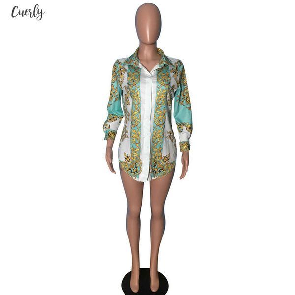 

women 2020 new long sleeve vintage print turn down neck blouses shirts autumn winter regular fashion a8017, White