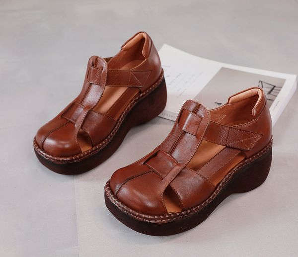 

2020 new fashion casual shoes for women luxury sandals beach slippers designer platform women's shoes vintage brown size 35-41, Black