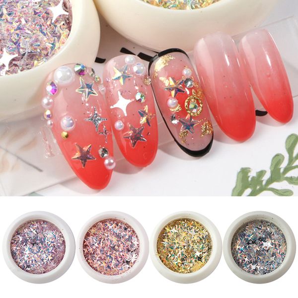 

1g mix size nail art glitter powder hexagon sequins flakes 3d charm star dust for manicure uv gel polish diy decorations new, Silver;gold