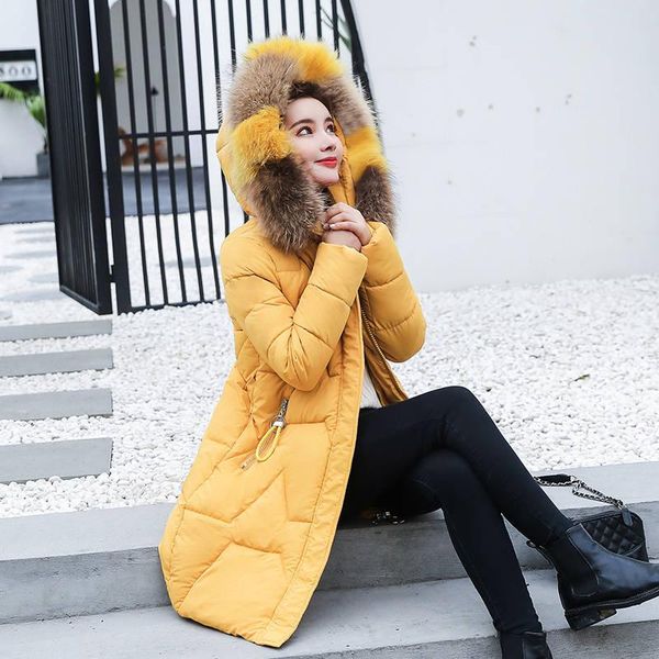 

womens winter jackets and coats 2019 parkas for women 4 colors wadded jackets warm outwear with a hood large faux fur collar, Black
