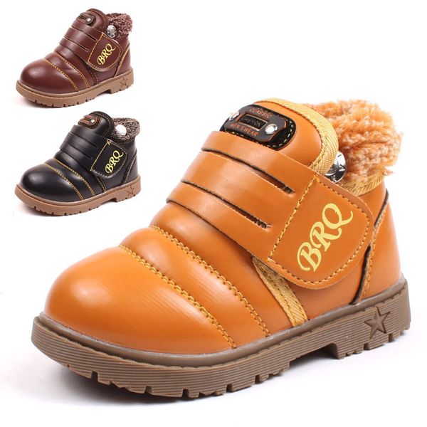 

winter boys girls shoes children leather travel kids flat fashion thick snow boots shoe toddler anti-slip dropshipping b#, Black