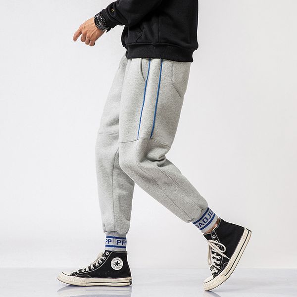 

spring autumn pants mens loose elastic waist sweatpants solid joggers pants casual men trousers 4xl 5xl, Black