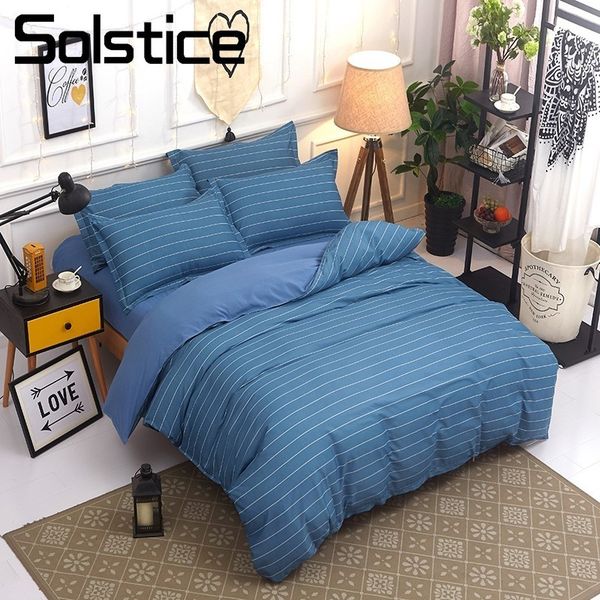 Solstice Home Textile Blue Stripe Bedding Sets King Queen Twin