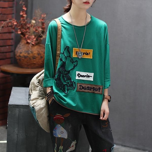 

ancient coffee jacket coat coffee clothes cloth embroidered cotton t-shirt autumn loose versatile curling hole round neck long sleeve wo, White
