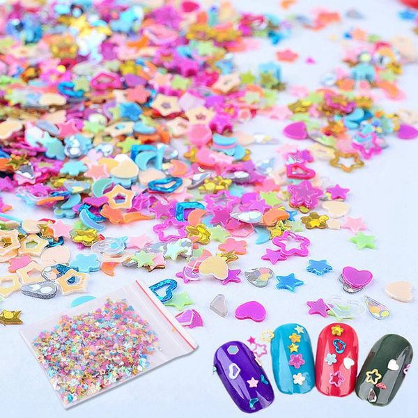 

nail art diy mixed glitter heart star flower sequins stickers nail rhinestones decals art girlfriend gift, Black