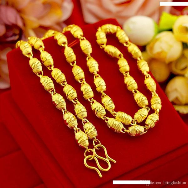 

твердые тяжелые овальные бусины цепи гравировка 18k желтого золота заполненные hip hop mens ожерелье ювелирных изделий 24 дюймов, Silver