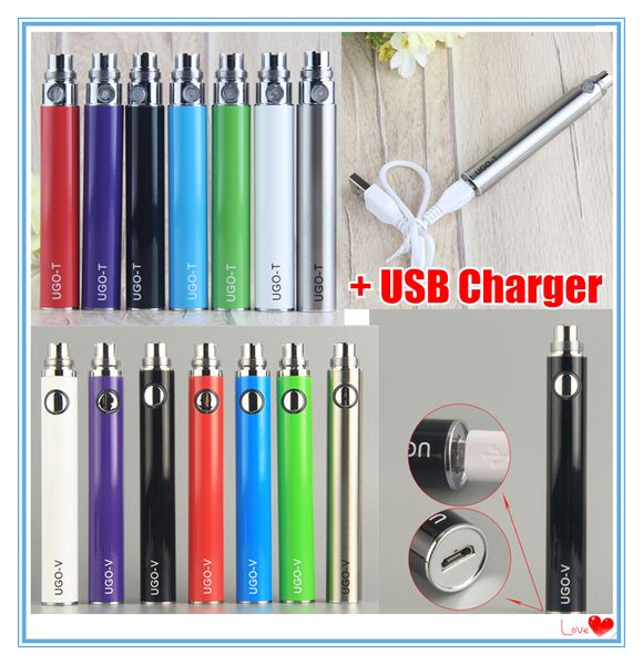 MOQ 1pcs Otantik UGO-V UGO-T 650 900 1100 MAH Pil Ego EVOD MICRO USB Geçidi Alt Şarj 510 İplik Vape Kalem E Sigara