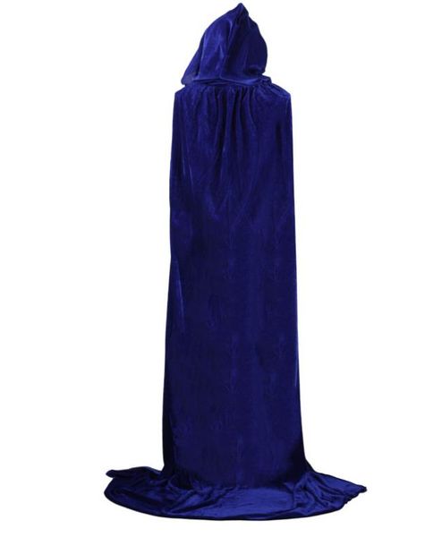 

full length hooded robe cloak long velvet cape halloween party fancy capes cosplay death wizard witch prince princess anime costumes, Black