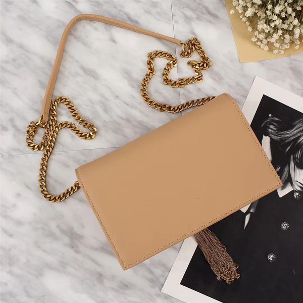 

superstar women's ladies original leather imported calfskin plain chain tassel crossbody shoulder bag 20 * 17 * 6cm