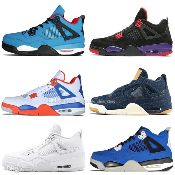 

athletic bred 4 4s what the cactus jack laser wings mens basketball shoes denim blue tattoo pale citron men sports designer sneakers