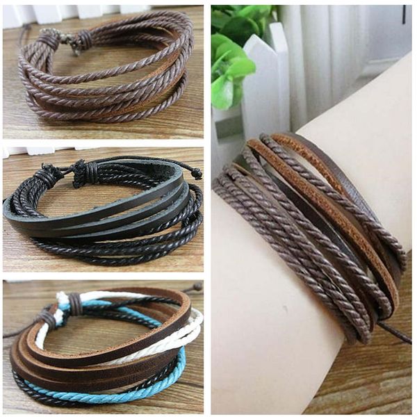 

wild leather hemp rope men and women hand-woven bracelet couple bracelet dab046 jelly, glow jewelry bracelet, Black
