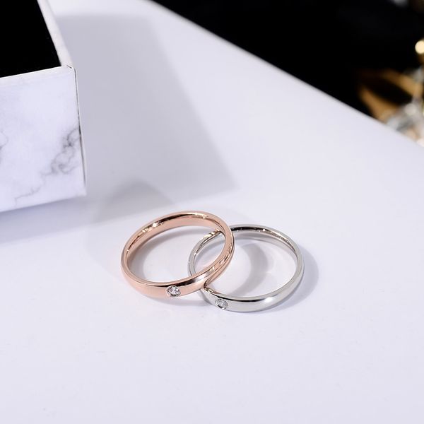 

yun ruo 2019 fashion simple zirconia wedding rings rose gold color titanium steel jewelry woman girl birthday gift never fade, Silver