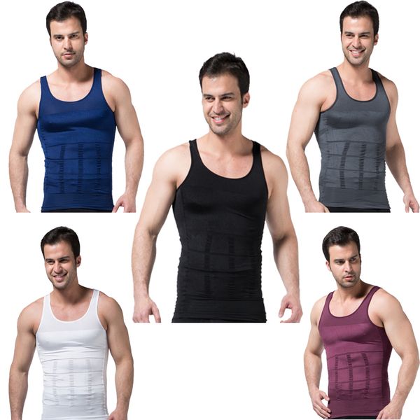 

50pcs men' slimming underwear 2019 body shaper waist cincher corset men shaper vest body slimming tummy slim shapewear, White;black