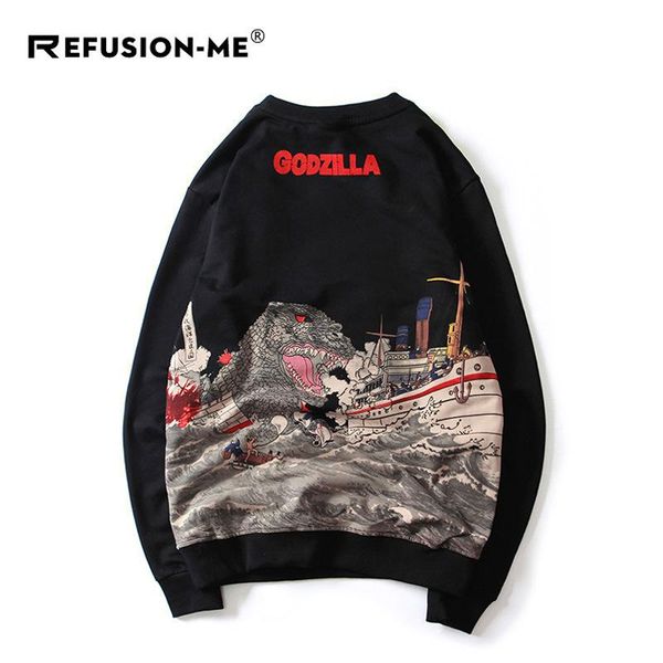 

mens sweat designer print tide white coat sweater harajuku hoodie style godzilla autumn sweatshirt brand pullover jacket jeono, Black
